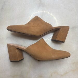 J. Crew Tan Suede Block Heel Mules